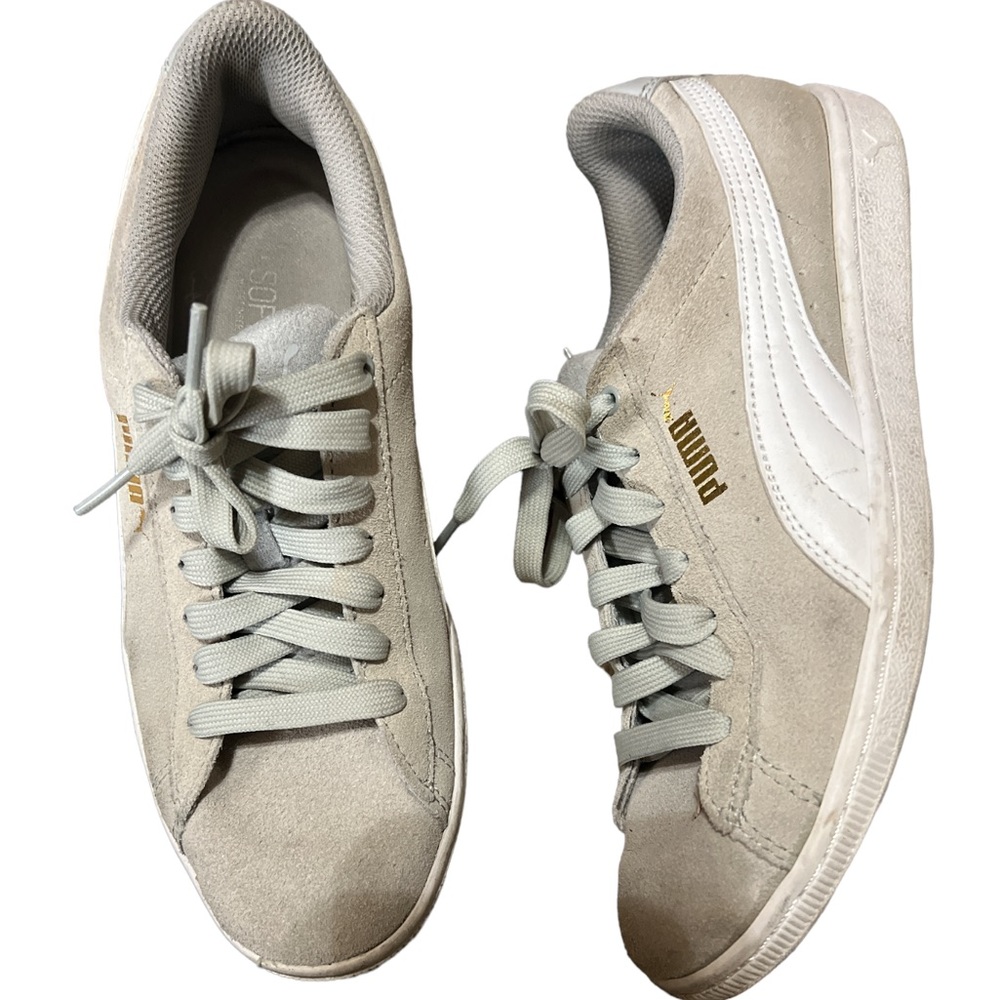 Puma Classic Grey Suede Sneakers, Womens Size 8